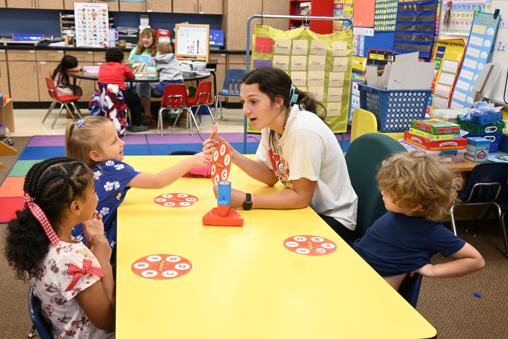 Students work on their letter recognition.