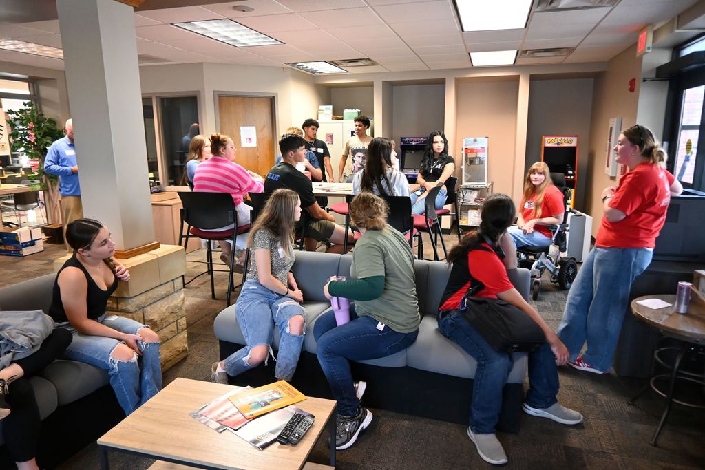 Students visit the Student Lounge.