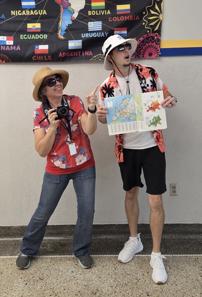 Teachers dressed up for Tropical Tuesday