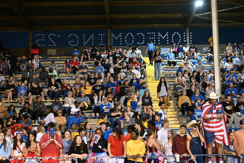 Students cheer their team.