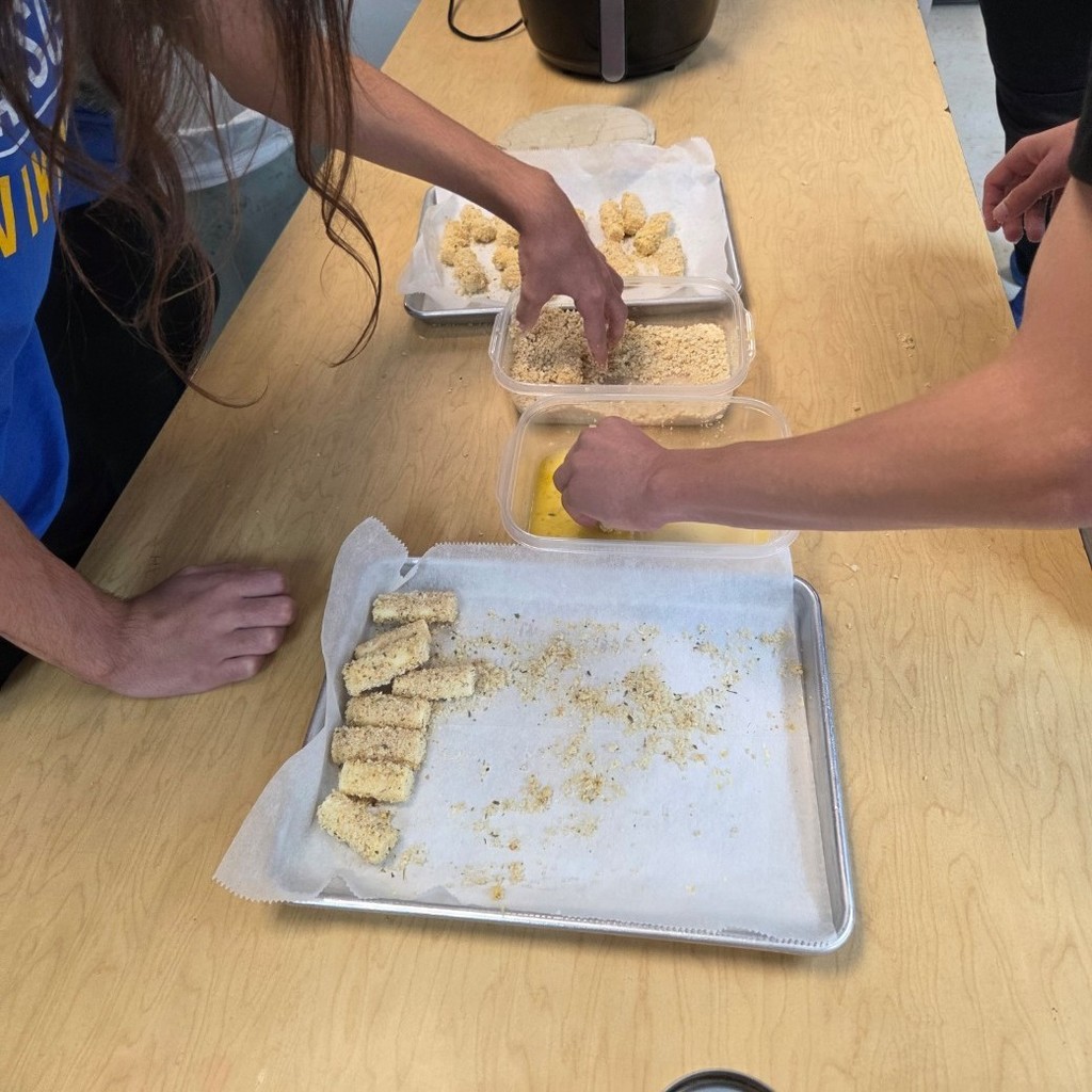 Breading the cheesesticks