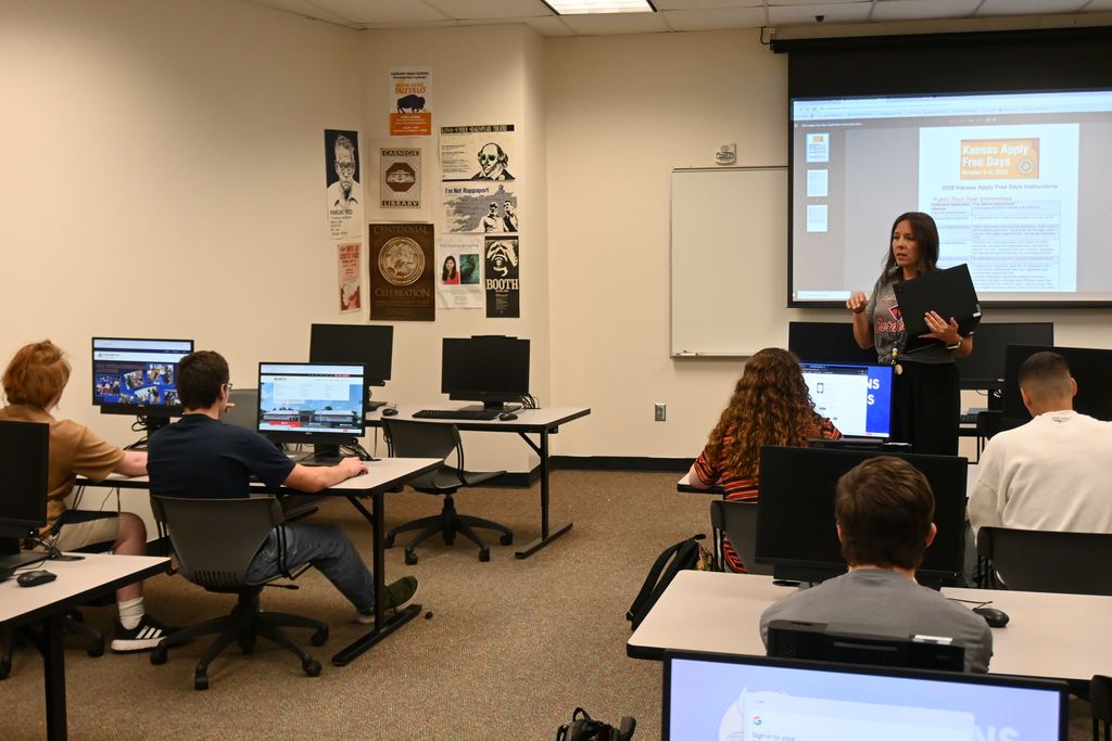 College Advisor Kylie Lucas guides students to finding where they want to apply to continue their education or enter the work force..