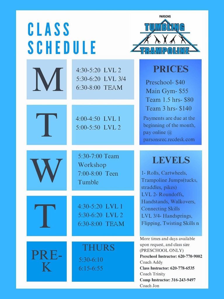 Parsons Tumbling Classes