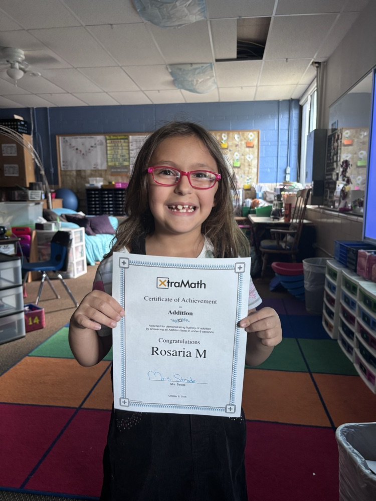 completed all her addition facts