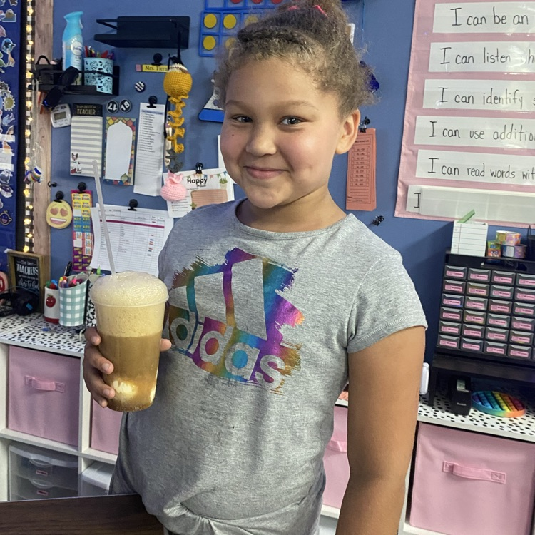 A student with an ice cream float