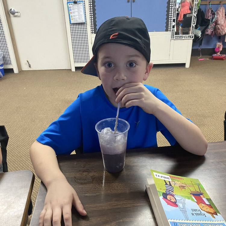 A student with an ice cream float