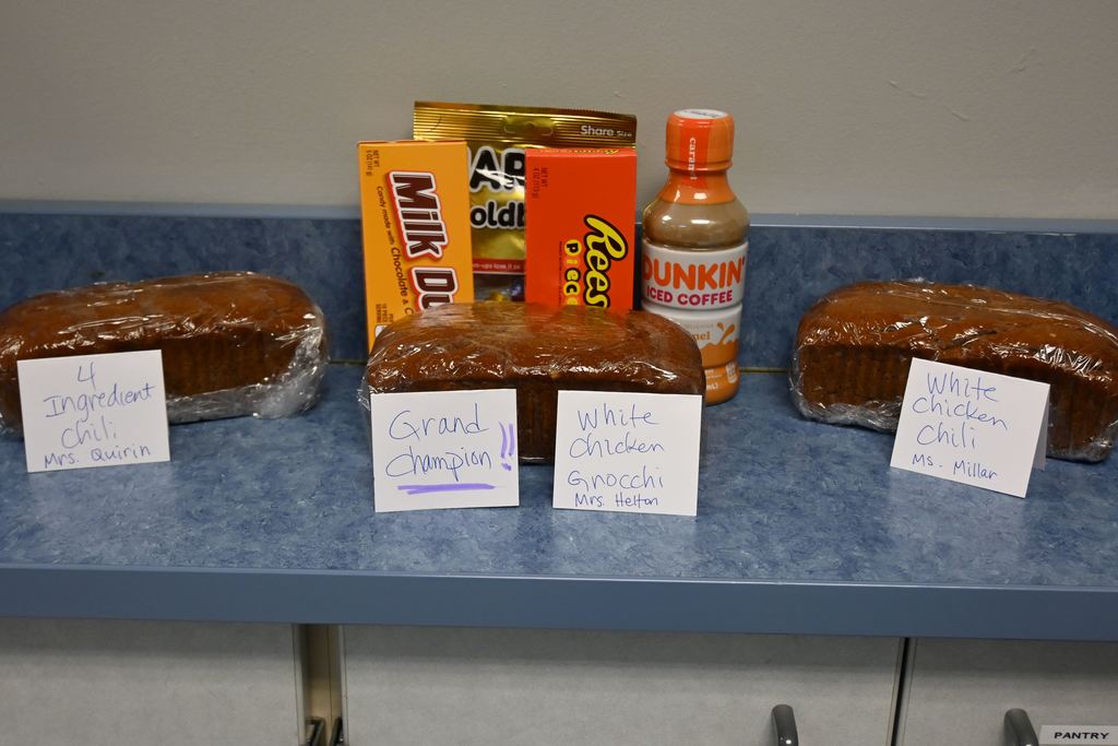 All three teachers won prizes of frsh made quick bread, and Mrs. Helton the Grand Champion Prize that included candy, and an iced coffee..