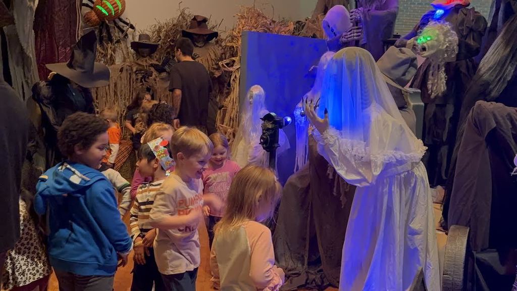 Students laugh as the scares come.