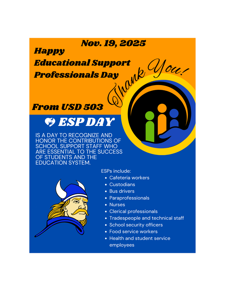 A poster thanking all our Educational Support Professionals.