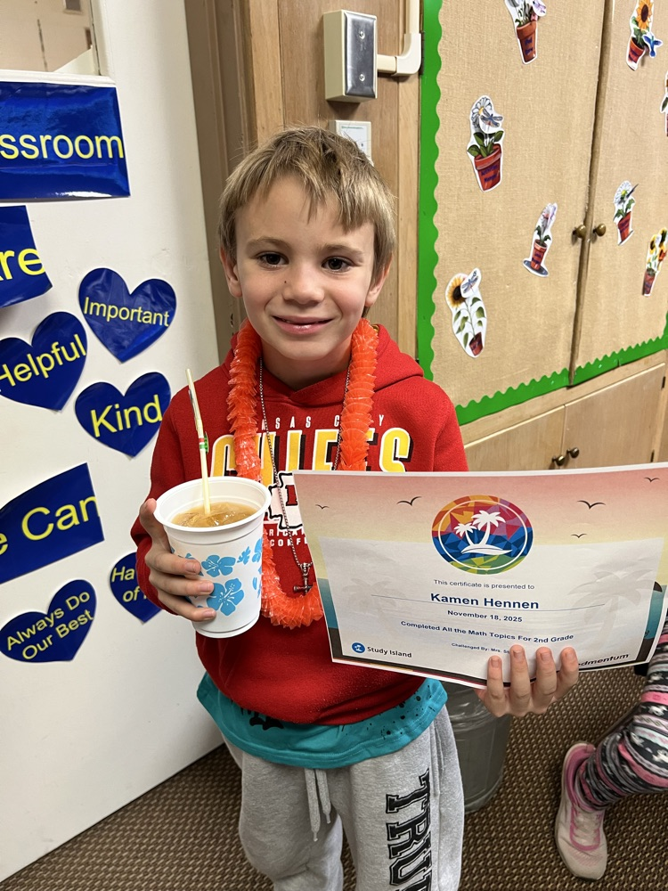 He completed all of his 2nd grade math topics on Study Island! Way to go!