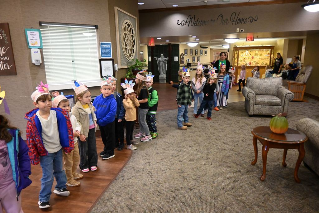 Kindergarteners visited Good Sam's to sing songs for residents.