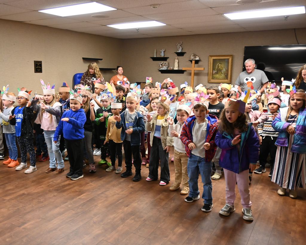 Kindergarten students sing to Good Sam residents.
