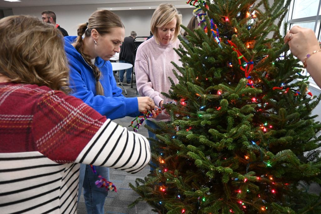 Staff add decorations