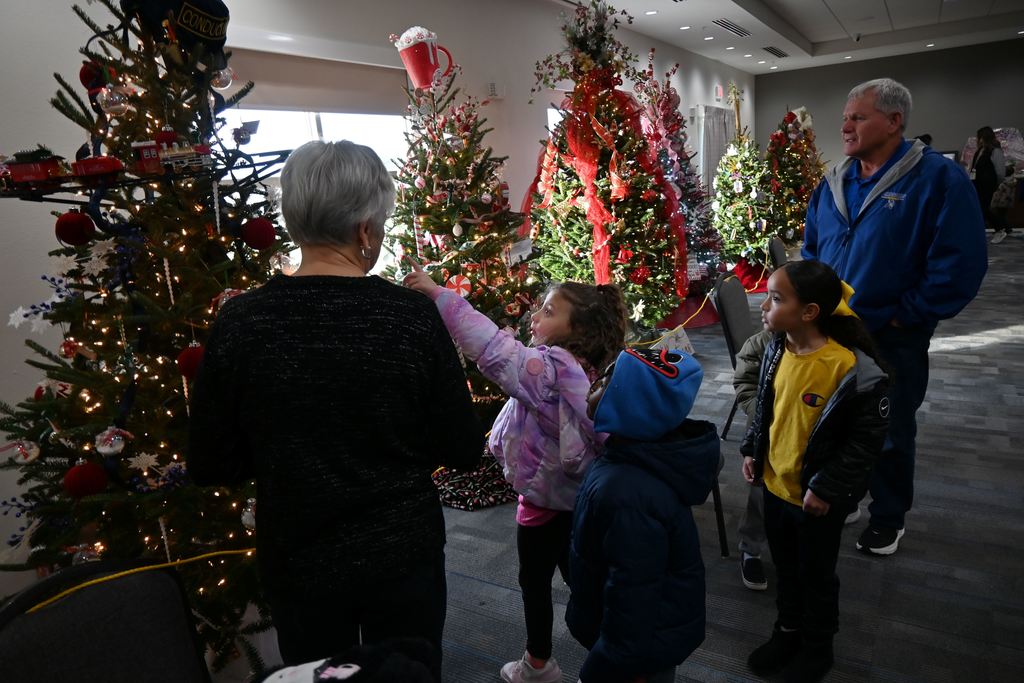 Lincoln students tour the trees.