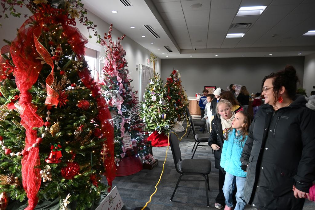 Garfield  students check out the trees.