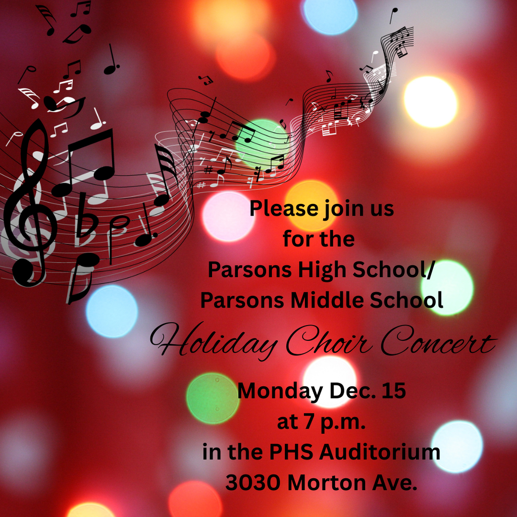 Holiday choir concert Dec. 15 at 7 p.m. in the PHS Auditorium.