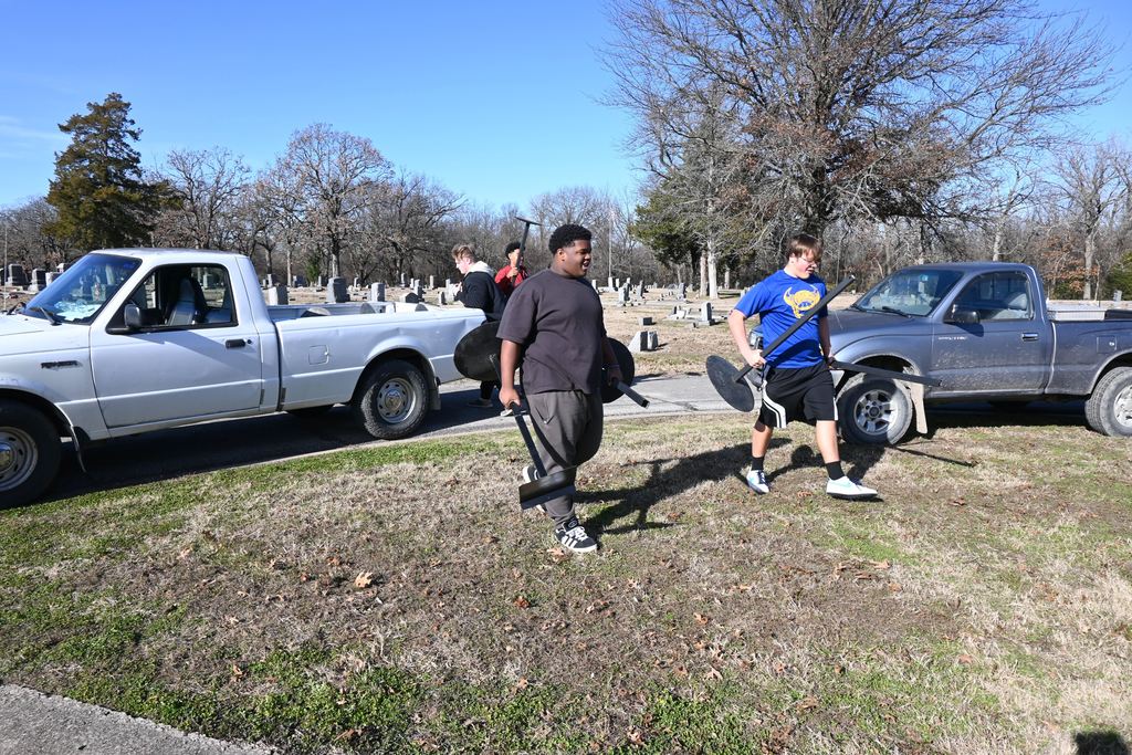 Athletes unlad stands that will hold wreaths.