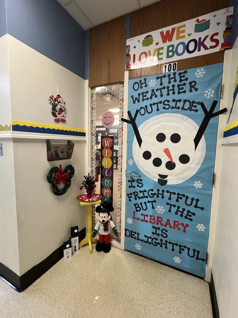 Library door decorated for the Winter.