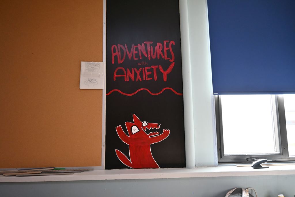 A student pinted a cartoon character from a game.