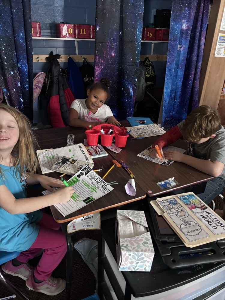 working hard on the lap books 