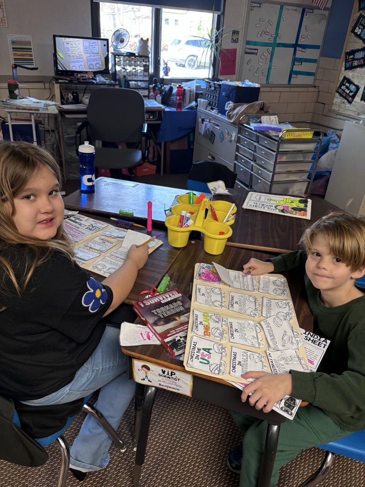 working hard on the lap books 