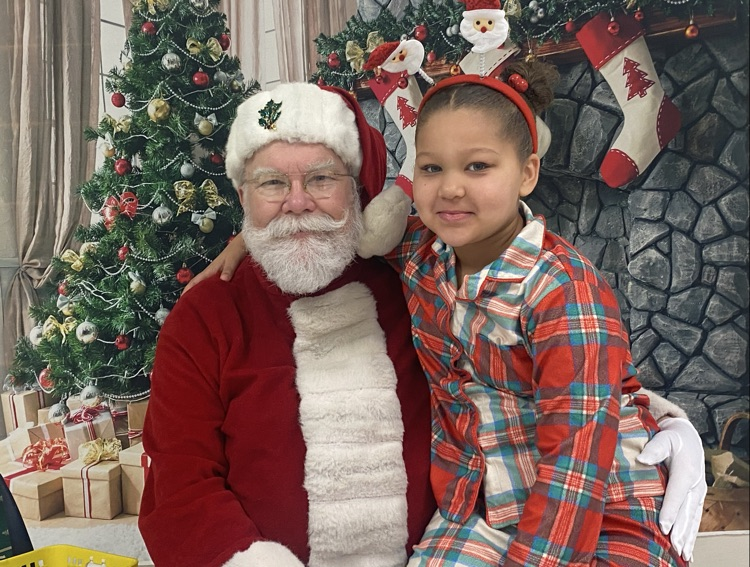 student with Santa 