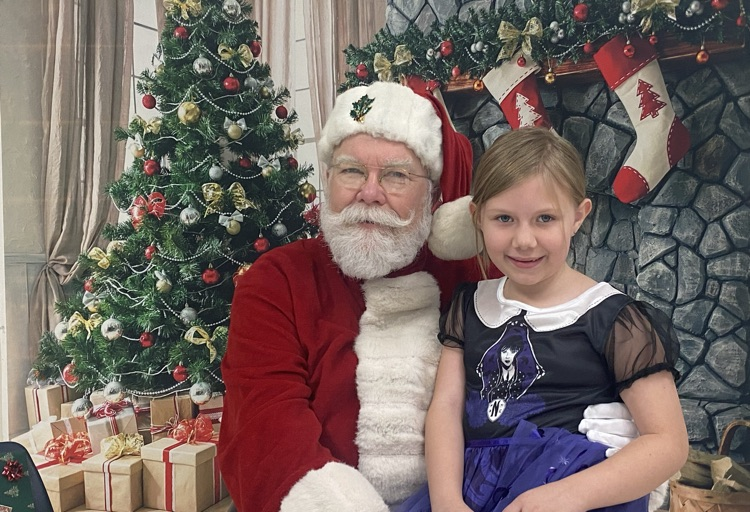 student with Santa 