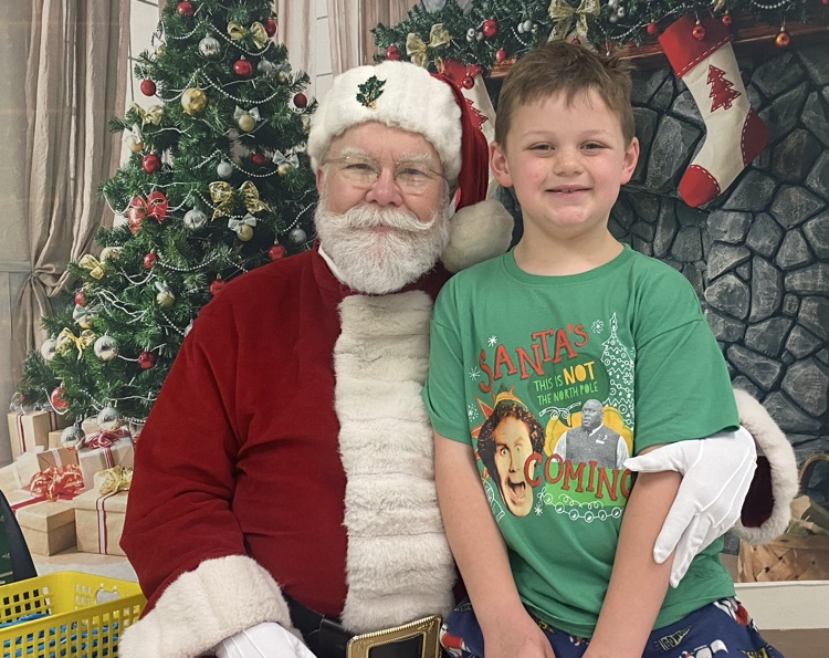 student with Santa 