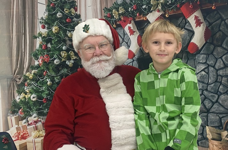 student with Santa 