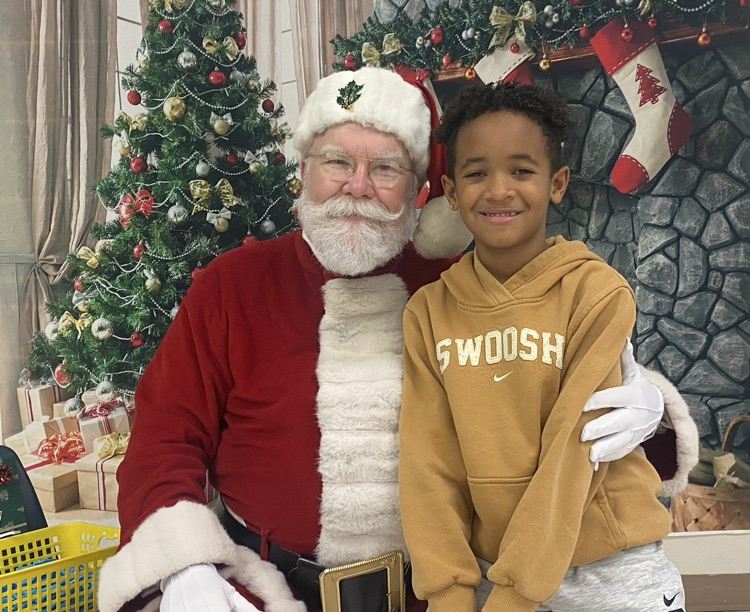 student with Santa 