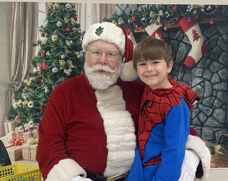 student with Santa 