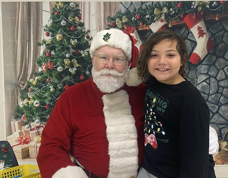 student with Santa 