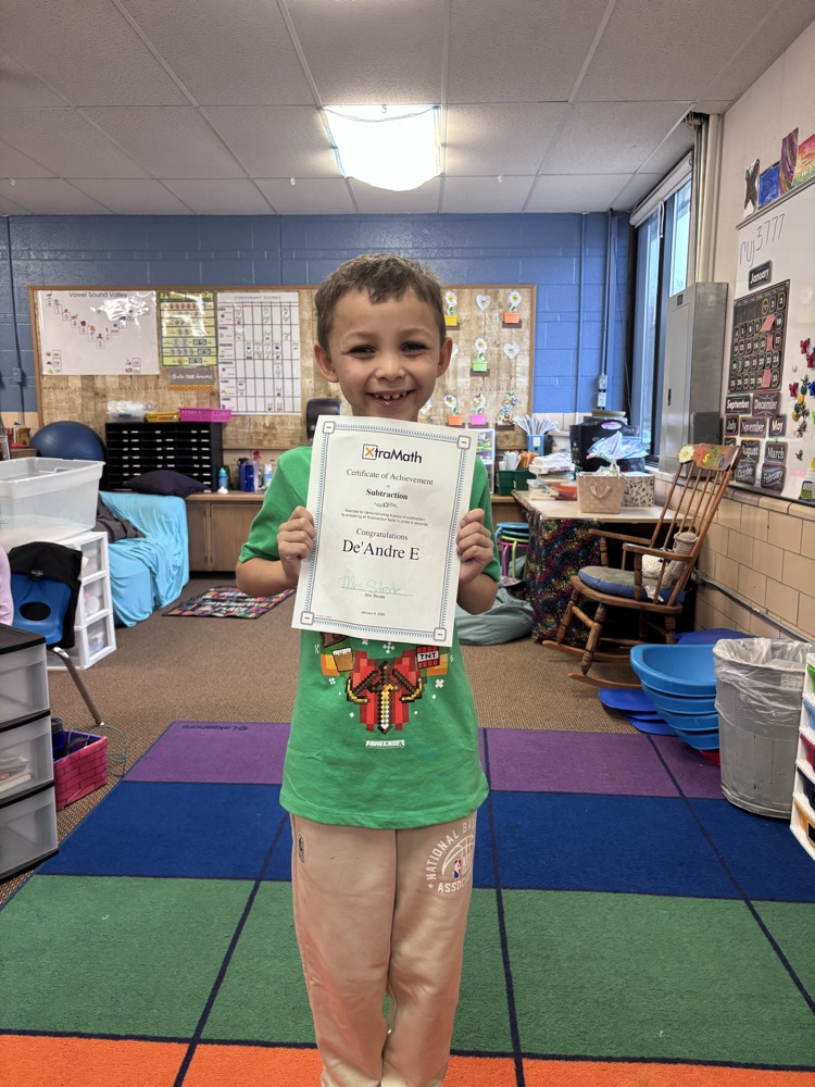 He is our 2nd one to complete all his facts in Xtra math. Way to go!