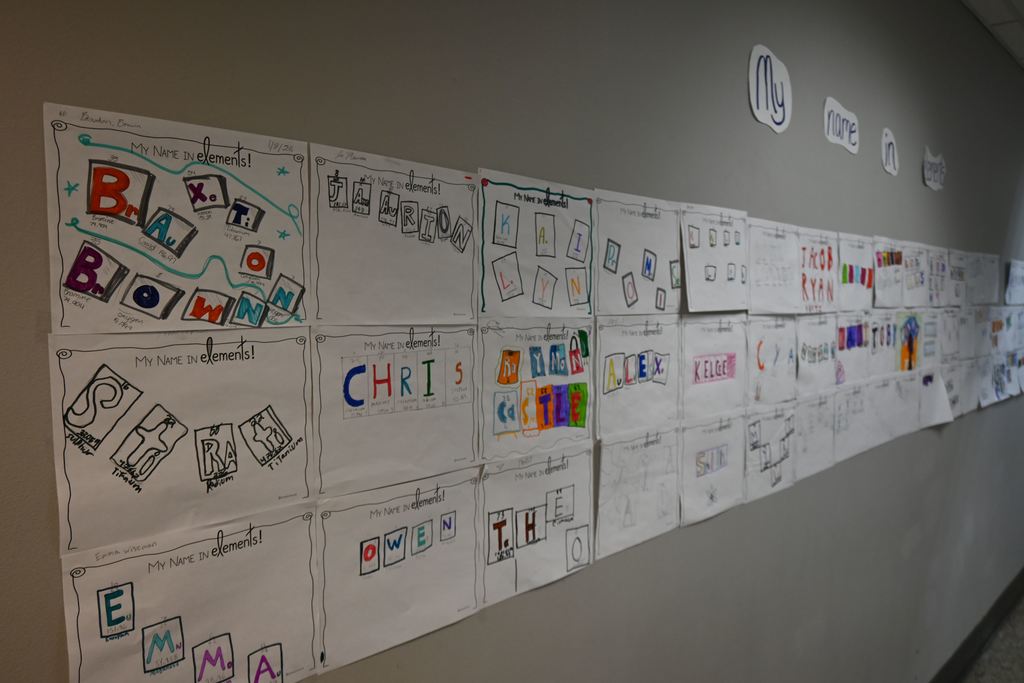 Students used elements to write their names.