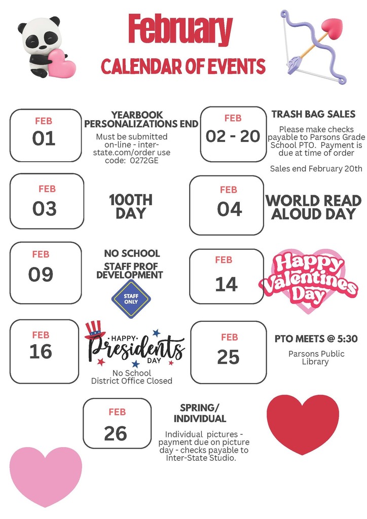 Garfield Calendar of Events