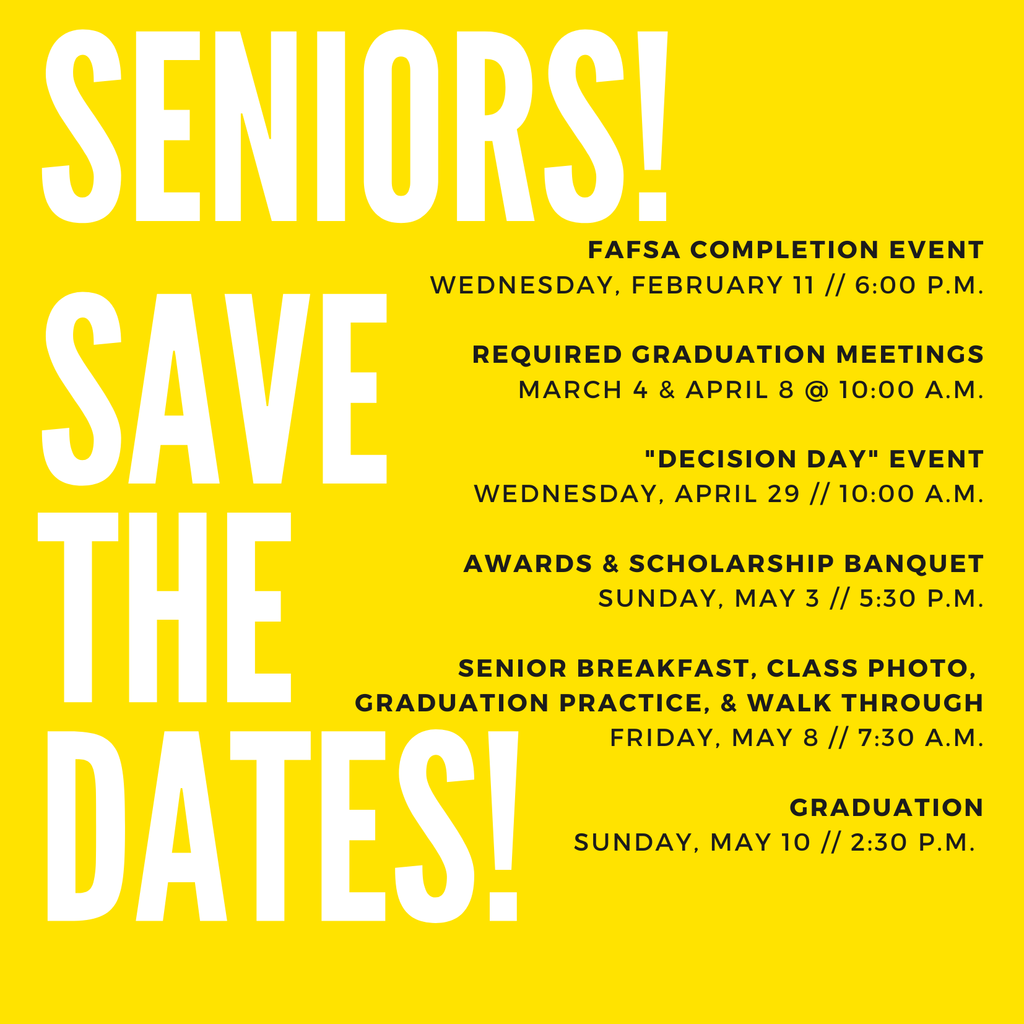 Senior Save the Dates Spring 2026