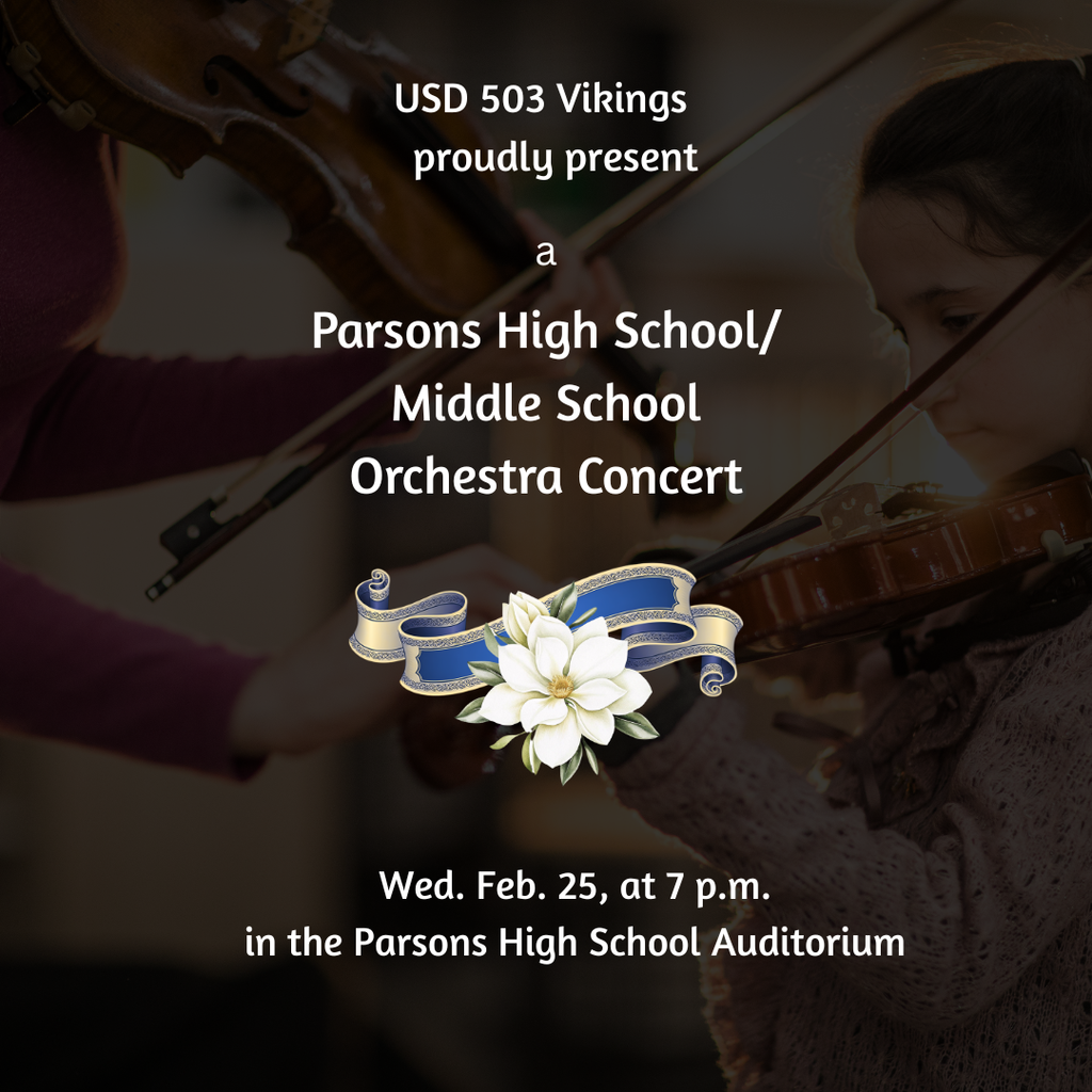 A post announcing an orchestra concert Wed. Feb. 25 at 7 p.m.