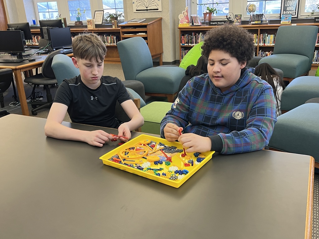 Boys working together on STEM item.