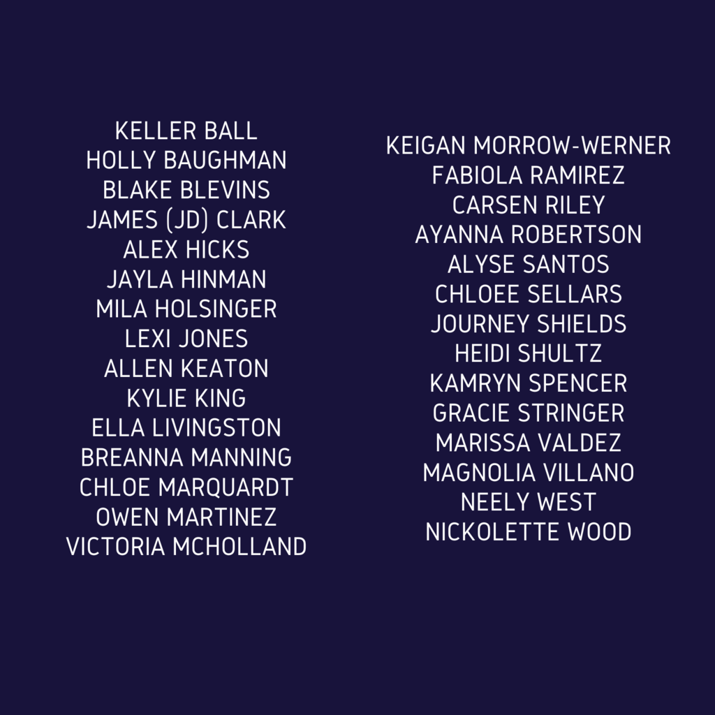 List of NHS Inductees for Spring 2026 