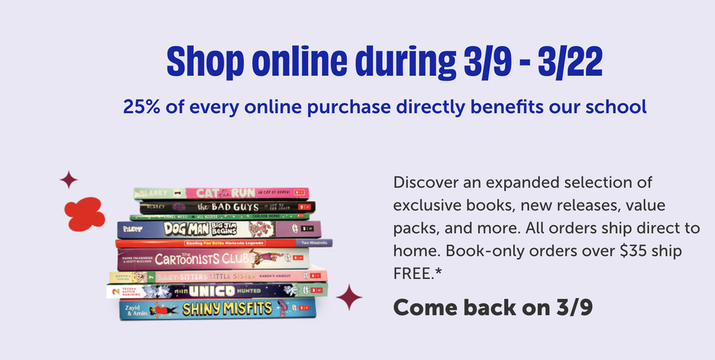 Online shopping March 9-March 22nd.