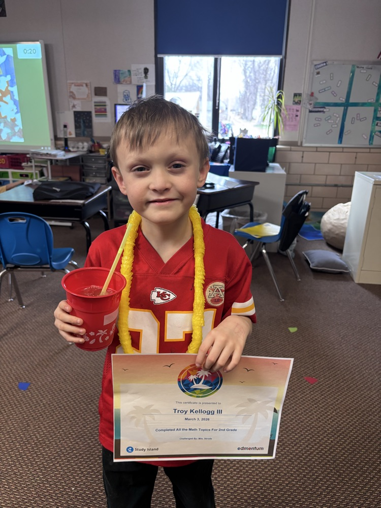 He has completed all of his 2nd grade Math topics in Study Island! Way to go!!