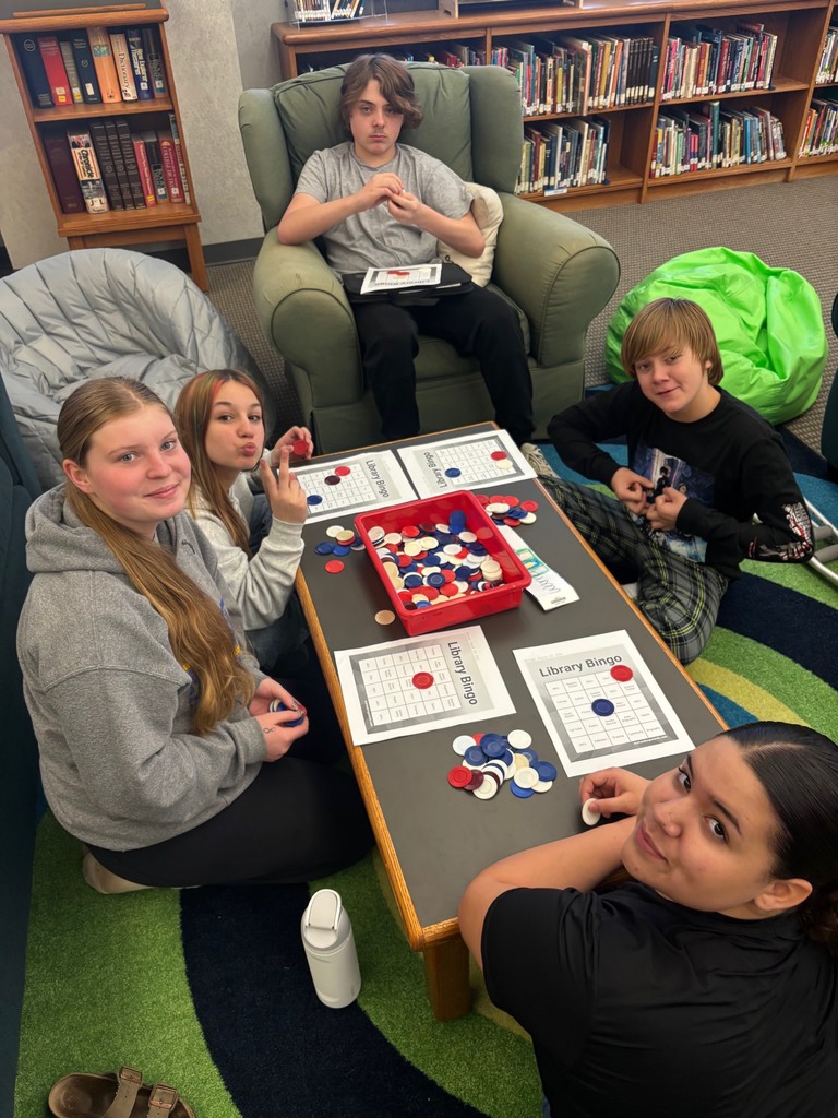 Eighth graders play Library Bingo during library time this week.