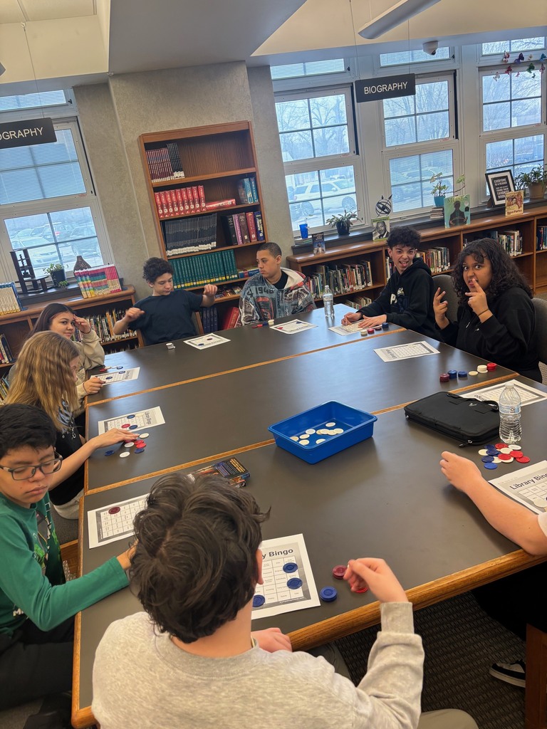 Eighth graders play Library Bingo during library time this week.
