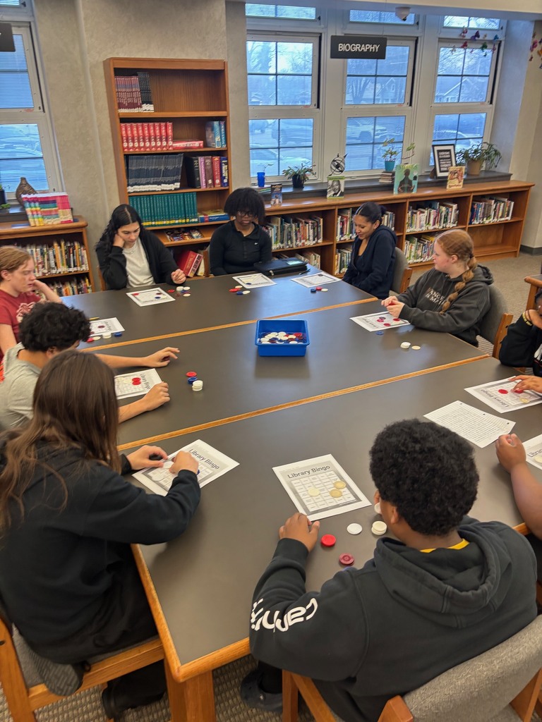 Eighth graders play Library Bingo during library time this week.
