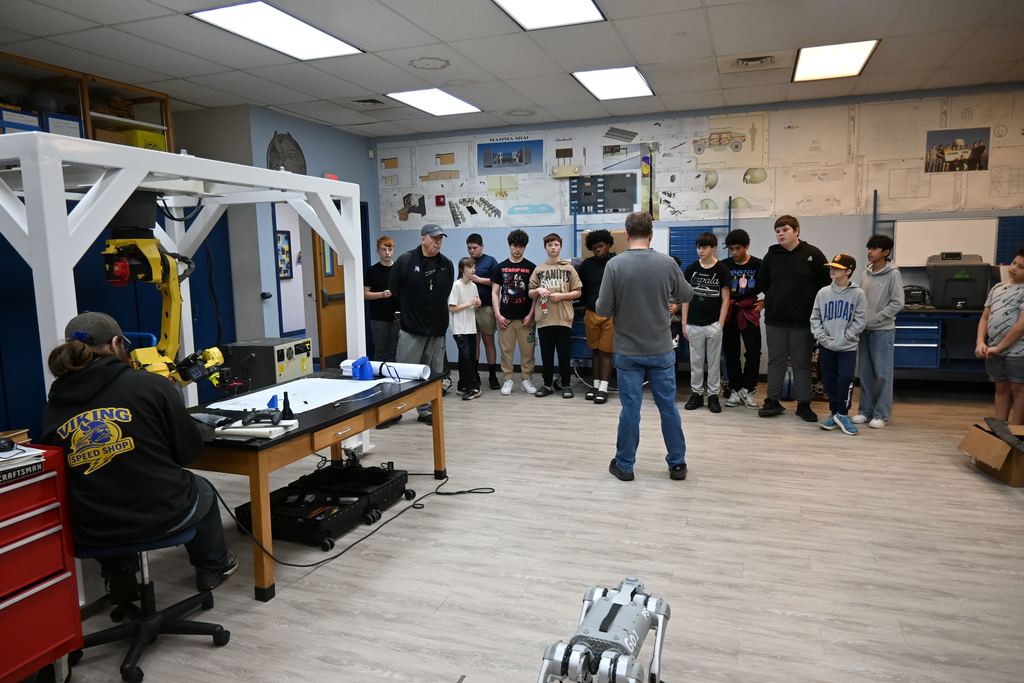 Students learn about robotics.