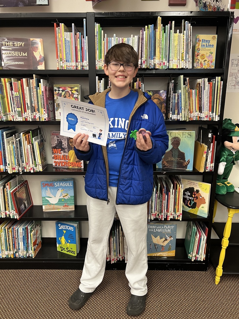 Student in Mrs.Fisher's class finishes his Beginning level typing and earns a certificate.