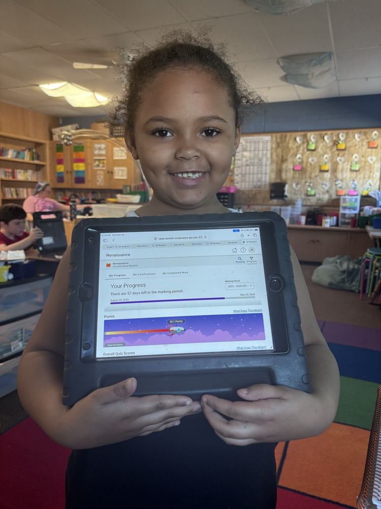 She has reached her AR goal for the year!! Way to go girl! Keep up the great work.