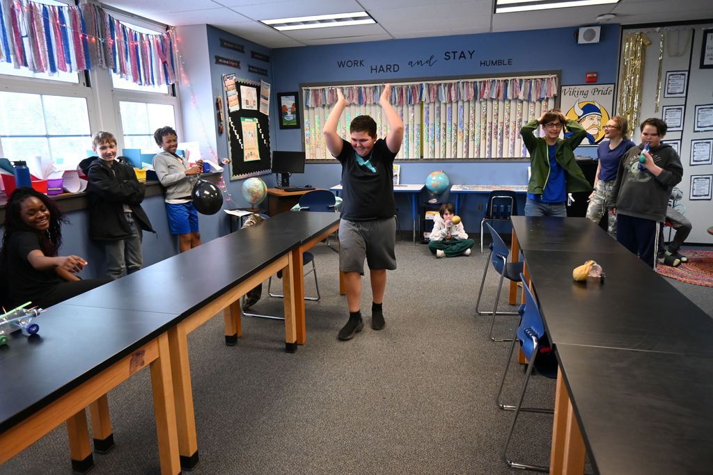 One student's car made it almost the lfull ength of three tables.
