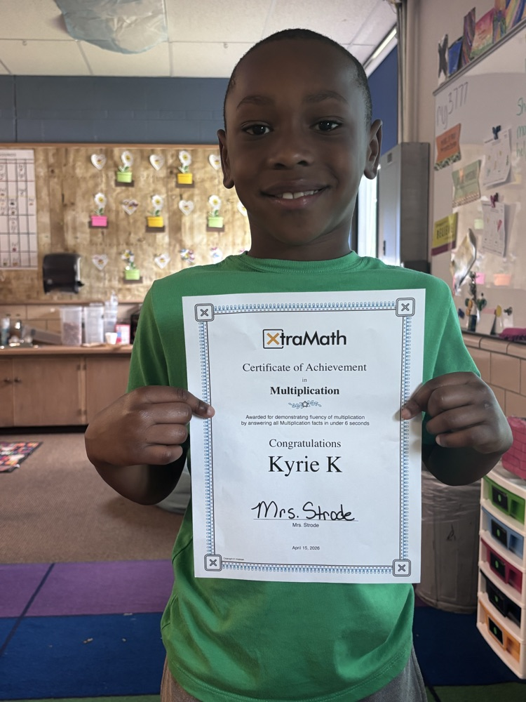 He passed all of his multiplication facts in Xtra Math. Way to go!! Keep up the great work!