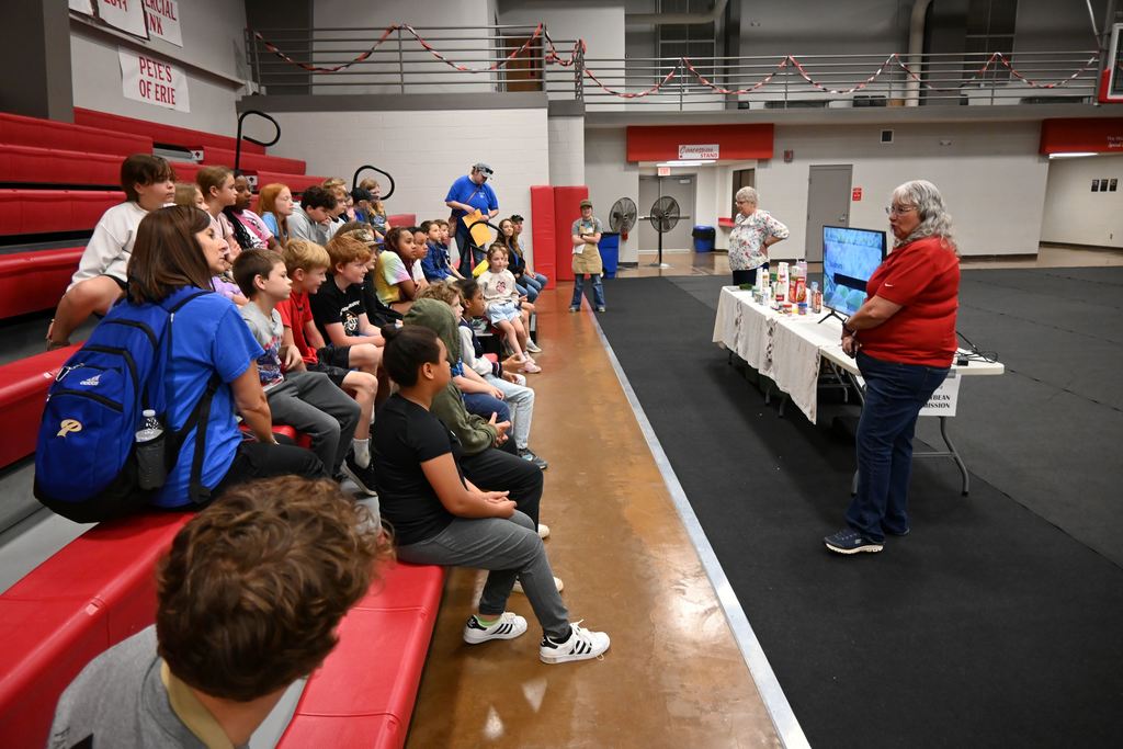 Students learn about soybeans and how many products today have soybean in them.
